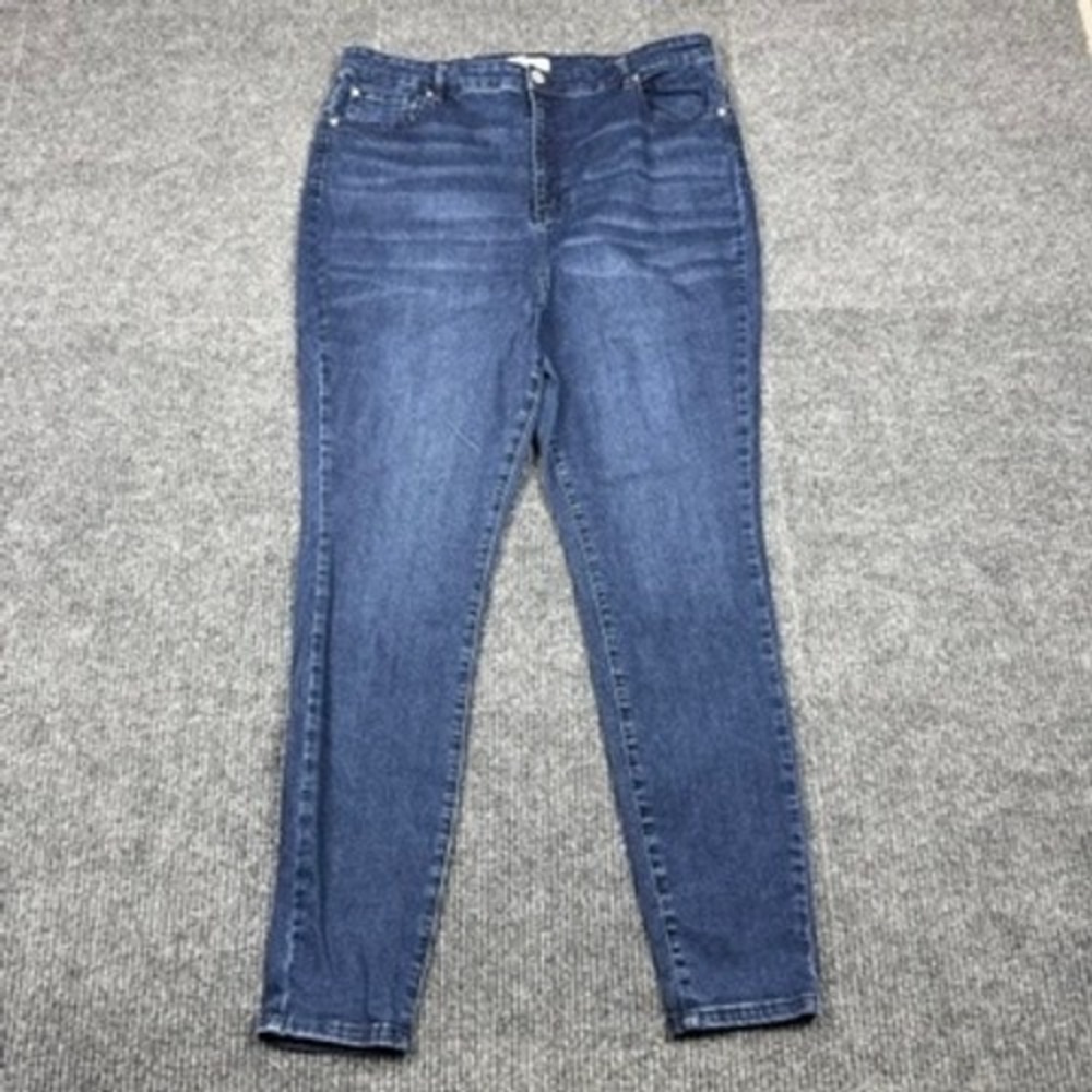 Eloquii Denim Womens 22L High Rise Skinny Jeans Dark Wash Stretch Blue 142711